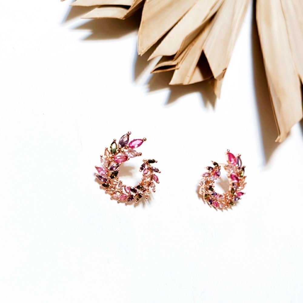 Diamond leaf earrings #657